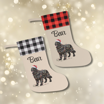 Personalized Black Newfoundland Christmas Stocking, Holiday Decor Gift for Pet Lovers