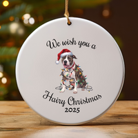 Load image into Gallery viewer, Christmas Pitbull Ornament, Christmas Lights Dog Keepsake

