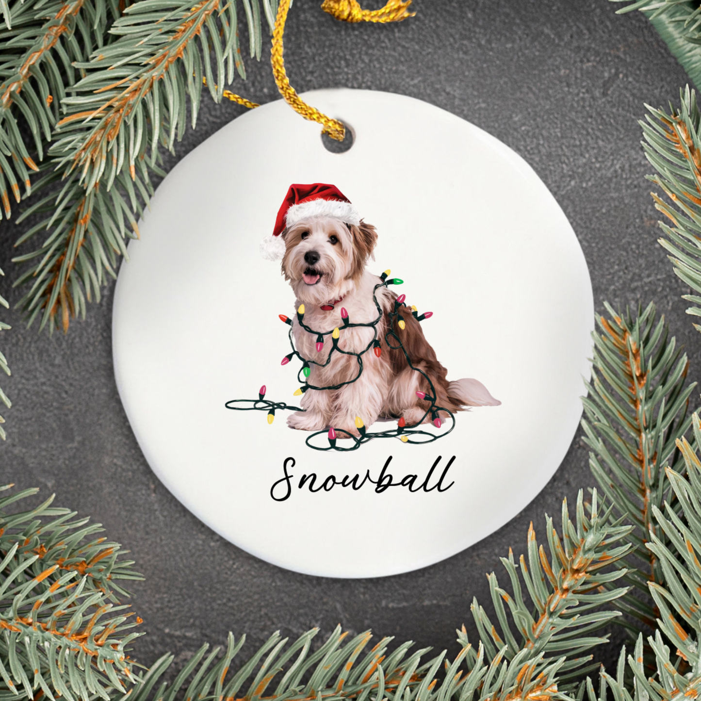 Personalized Coton de Tulear Dog Ornament, Custom Pet Christmas Keepsake, Ceramic Tree Decor