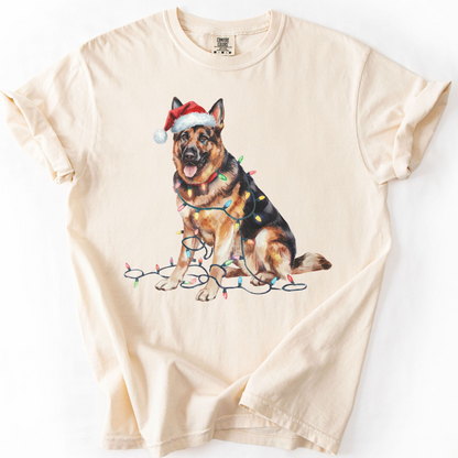 Christmas German Shepherd Shirt, Christmas Lights Dog Tee, Christmas Dog, Shepherd Mom Tee, Gift for Dog Lover, Shepherd Tee