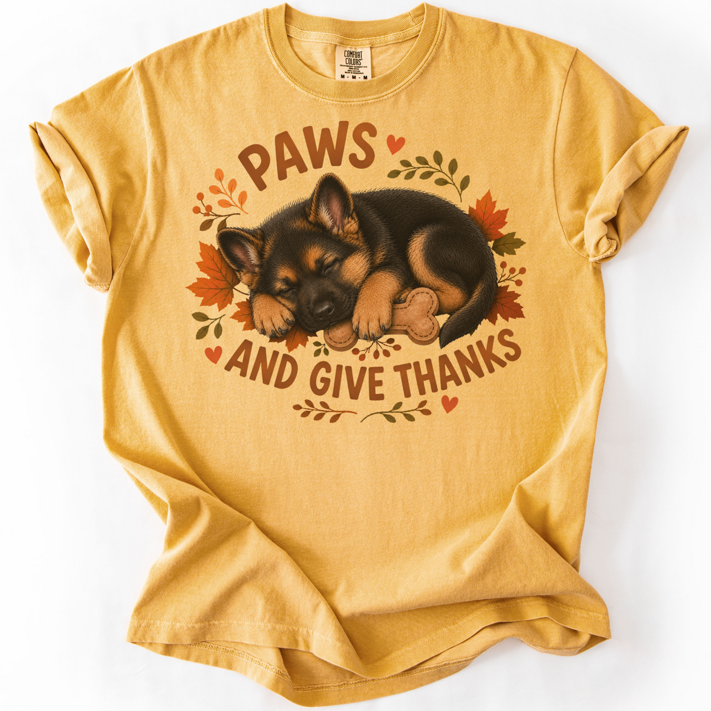 German Shepherd Thanksgiving Shirt, Paws Give Thanks Tee, Fall German Shepherd Lover Gift