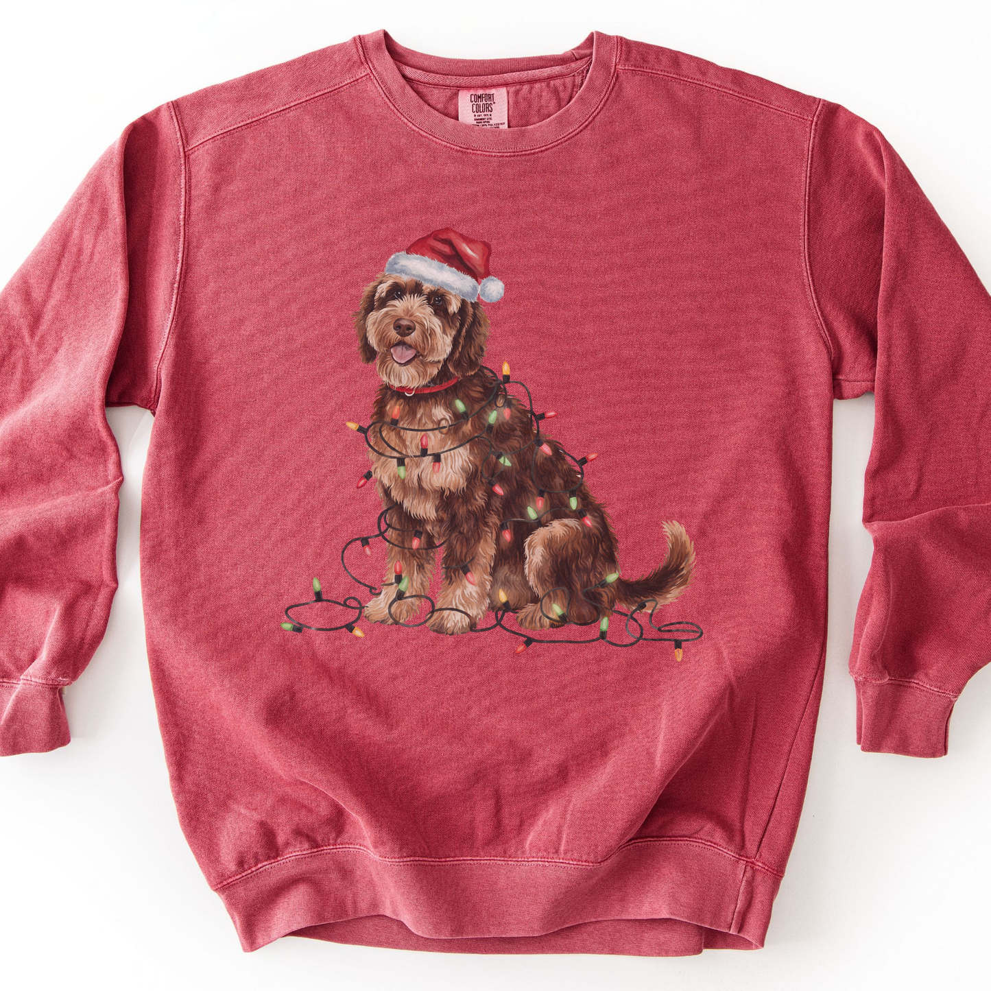 Portuguese Water Dog Christmas Sweatshirt, Holiday Lights Dog Sweater, PWD Mom Apparel