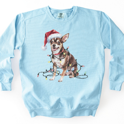Black Chihuahua Christmas Lights Sweatshirt