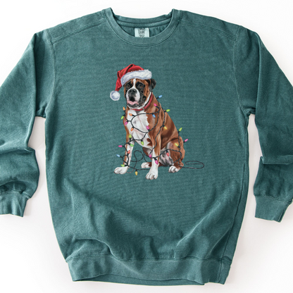 Boxer Christmas Lights Dog Sweatshirt