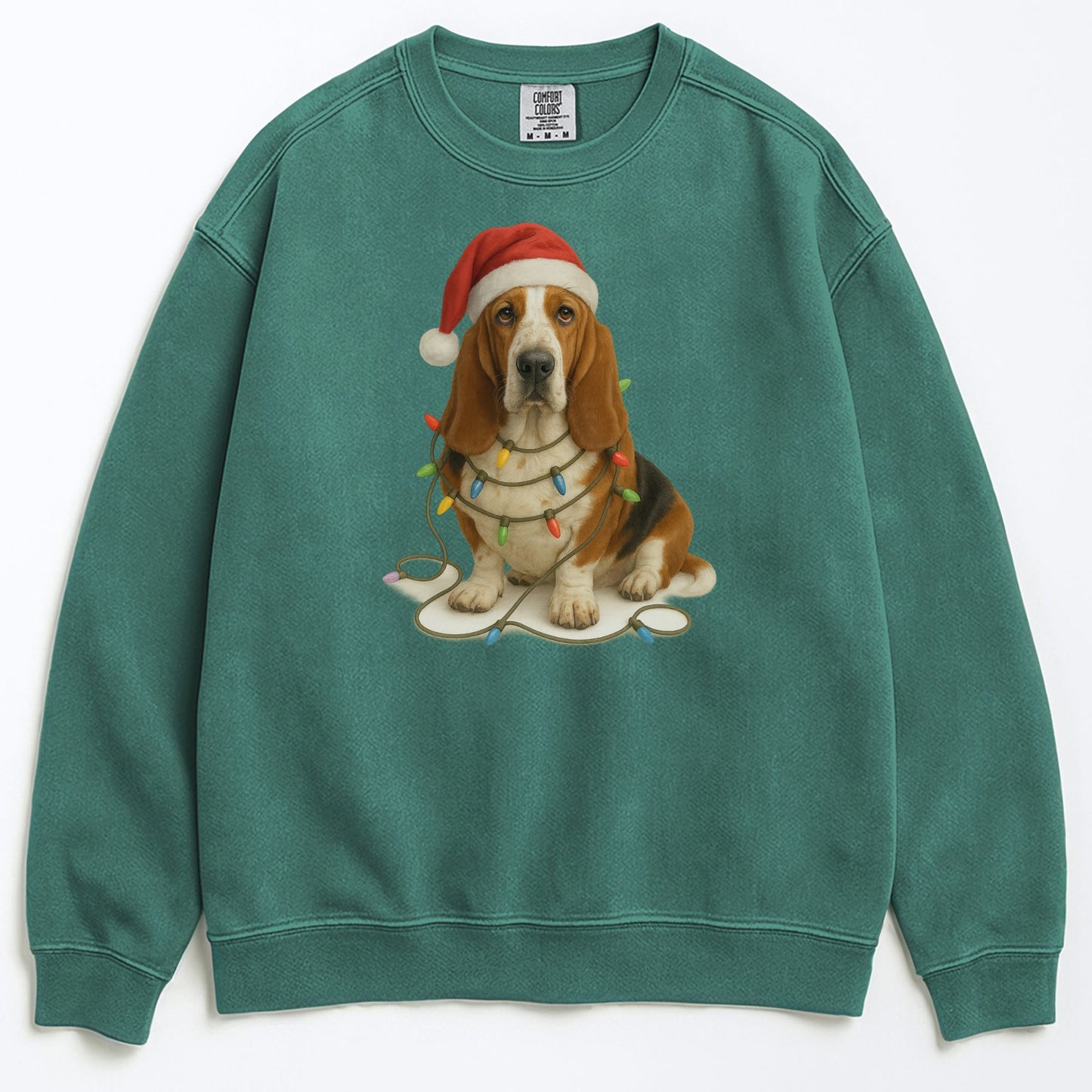 Christmas Dog Sweatshirt, Holiday Basset Hound Gift, Festive Pet Lover Sweater, Unisex Cozy Winter Apparel, Cute Dog Design
