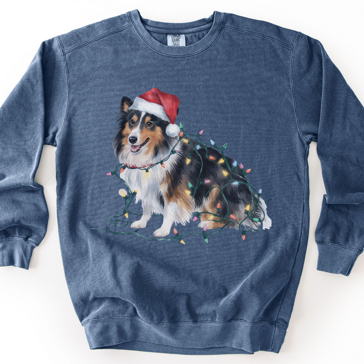 Christmas Shetland Sheepdog Sweatshirt, Lights Dog Sweater, Sheltie Mom Holiday Apparel