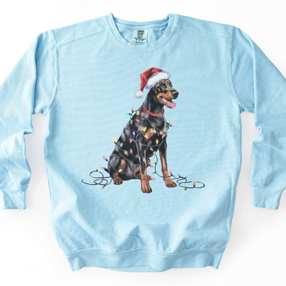 Doberman Christmas Lights Sweatshirt