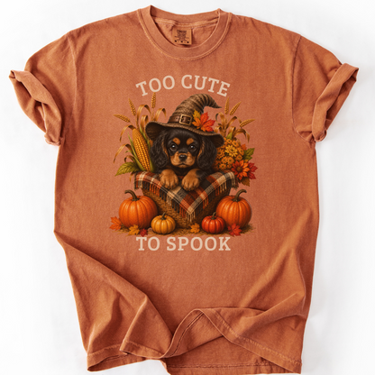 Black & Tan Cavalier Halloween Shirt, Too Cute To Spook Fall Dog Lover Tee