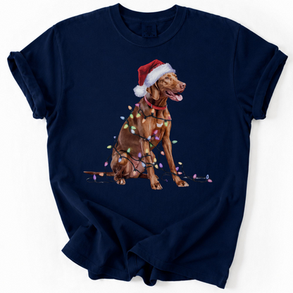 Vizsla Christmas Lights Shirt, Festive Holiday Tee for Bird Dog Lovers