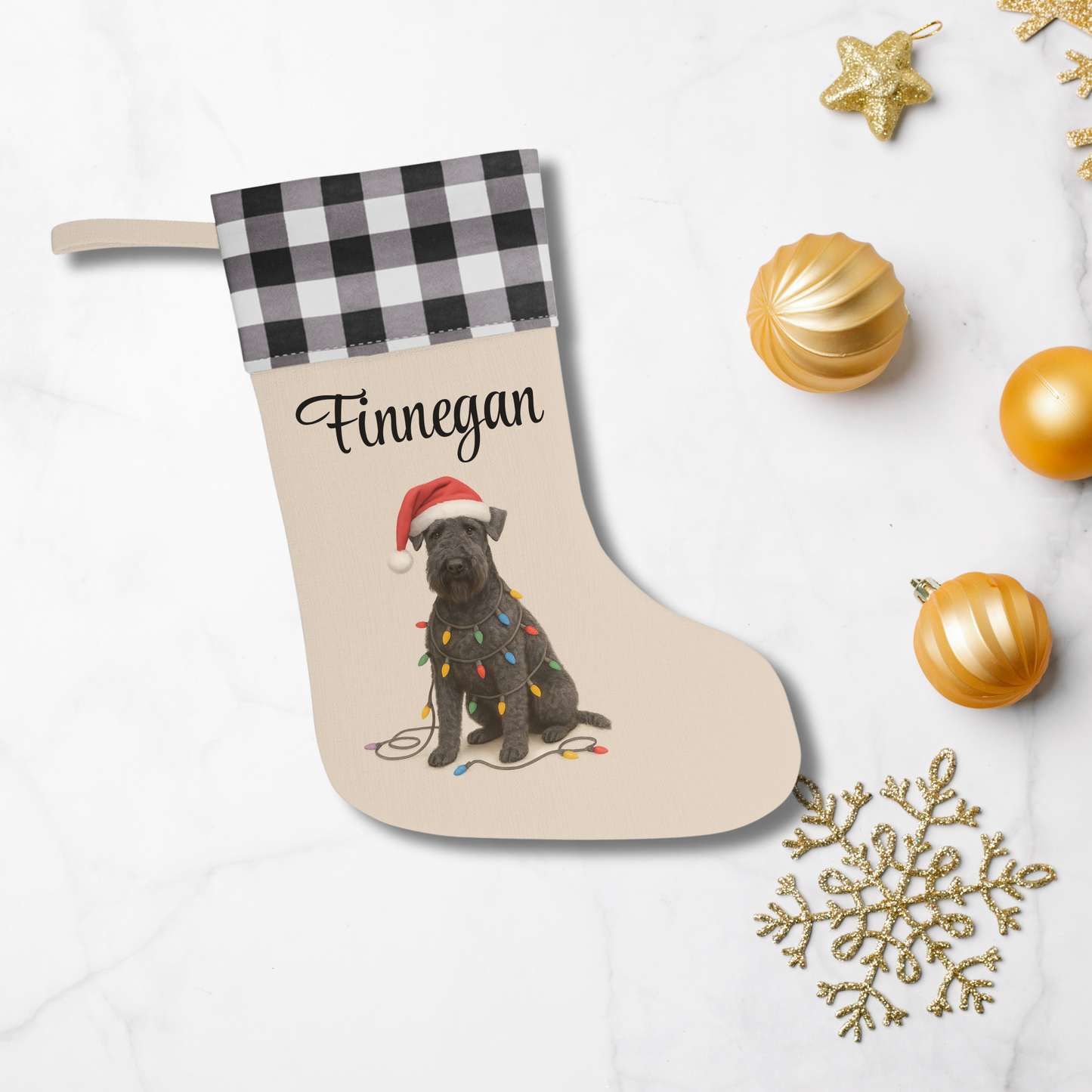 Personalized Kerry Blue Terrier Christmas Stocking, Holiday Decor Gift for Pet Lovers