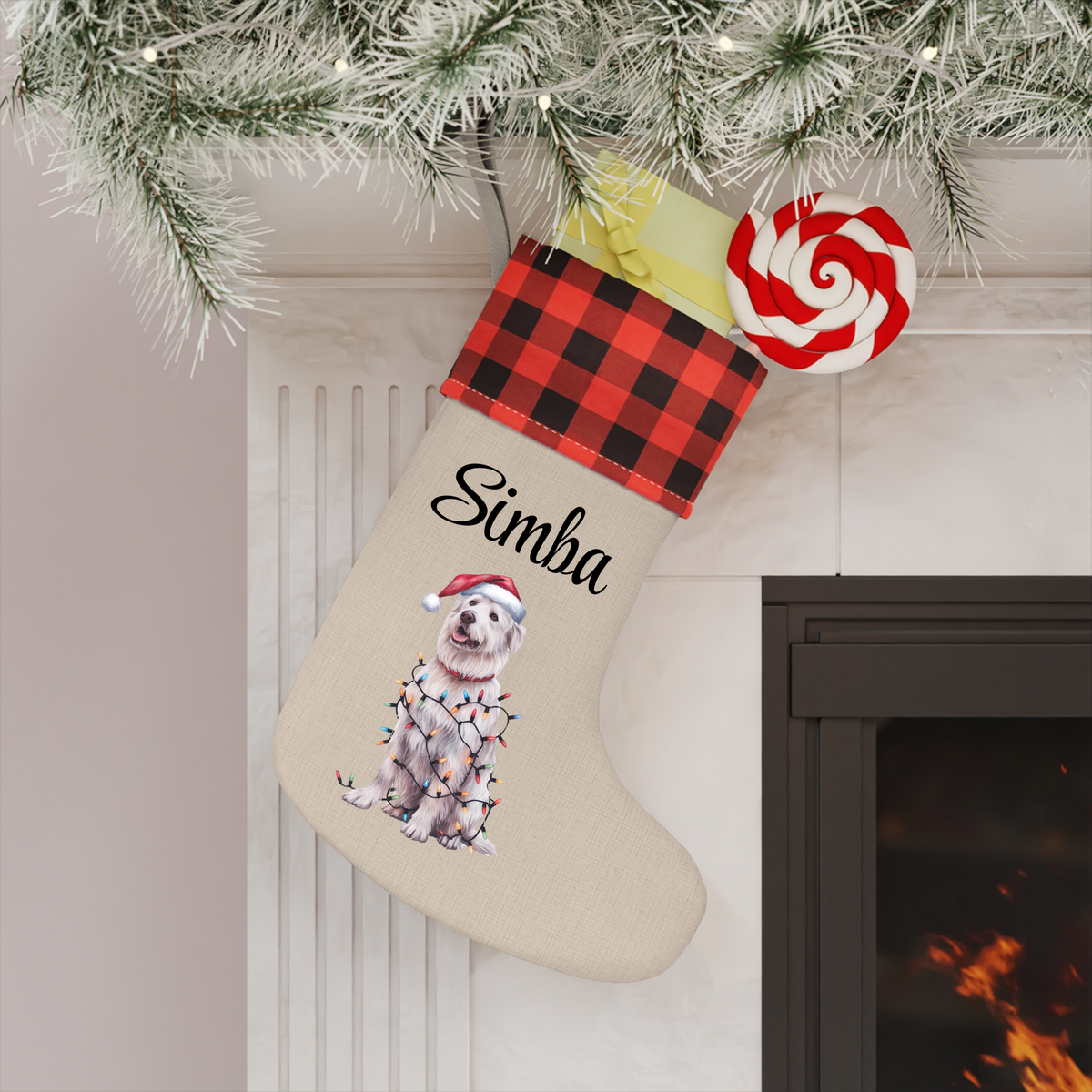 Personalized Kuvasz Christmas Stocking, Holiday Decor Gift for Pet Lovers