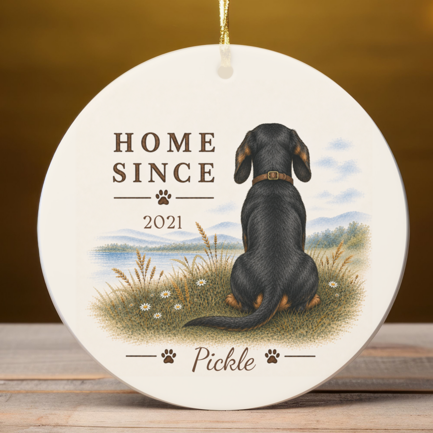 Personalized Black and Tan Dachshund Ornament, Double Sided Gotcha Day Gift, Custom Dog Keepsake
