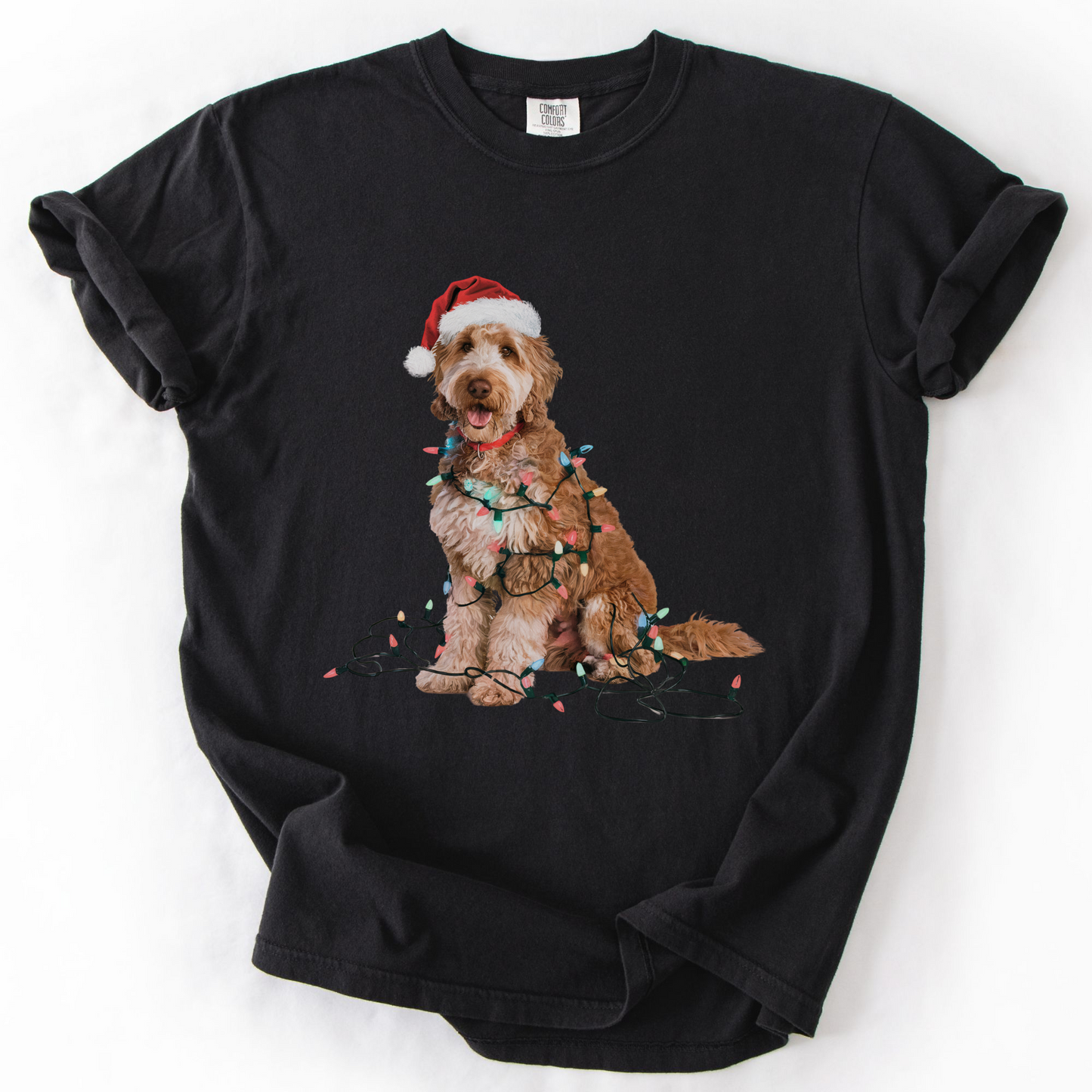 Christmas Goldendoodle Shirt, Christmas Lights Dog Tee, Christmas Dog Tee, Goldendoodle Mom Tshirt, Gift for Dog Lover, Goldendoodle