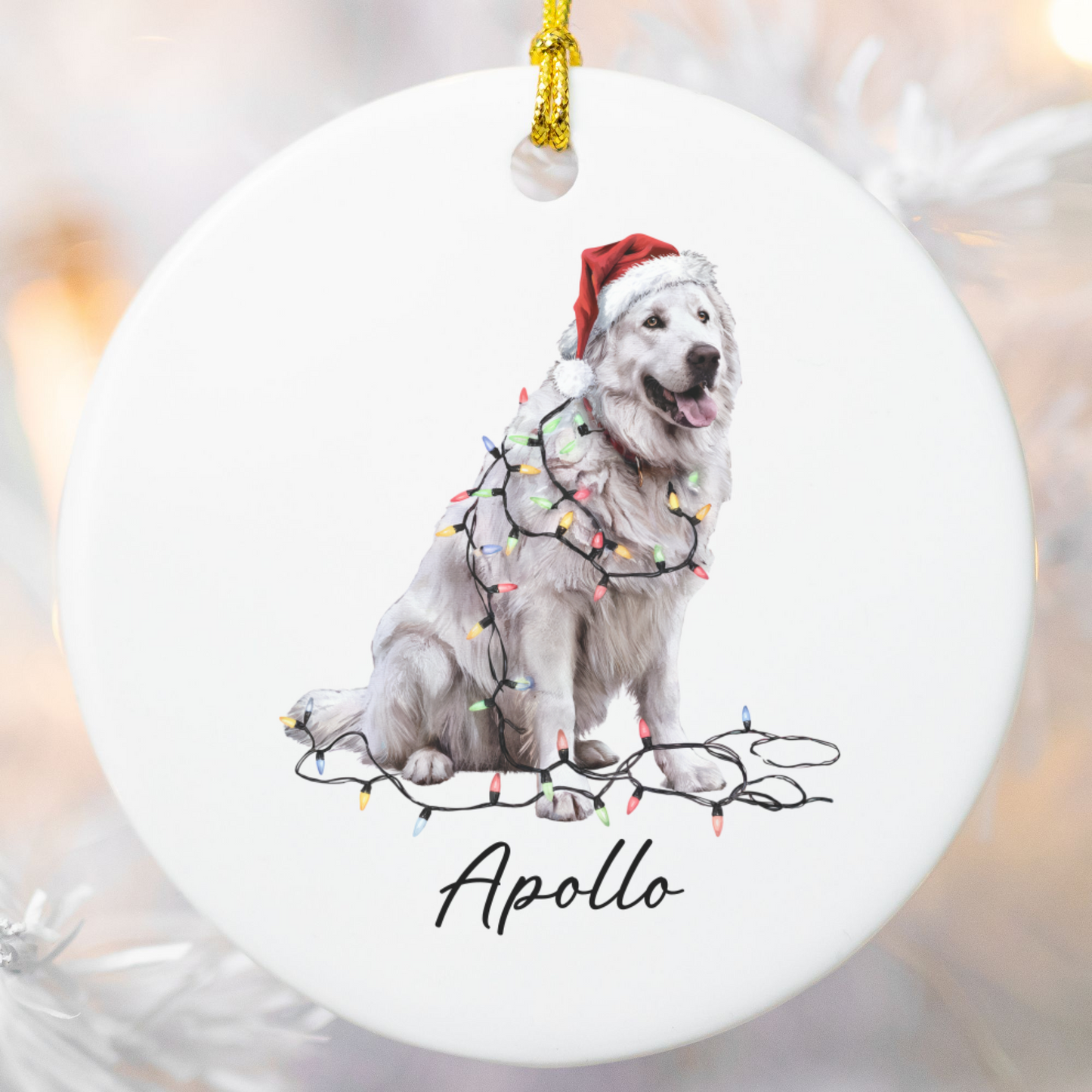 Personalized Pyrenees Ornament, Ceramic Dog Lover Christmas Tree Decor