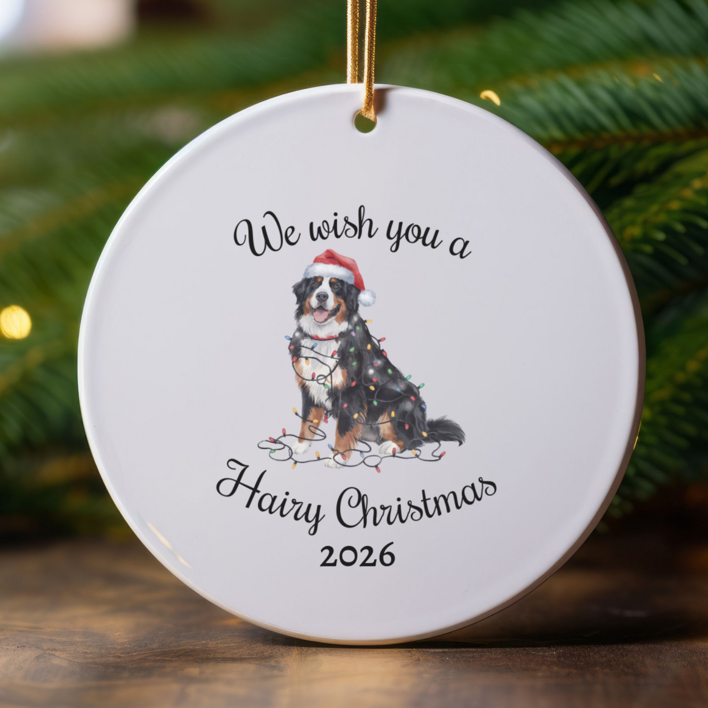 Christmas Bernese Mountain Dog Ornament, Christmas Lights Dog Keepsake, Christmas Dog, Bernese Mountain Dog Mom, Gift For Dog Lover