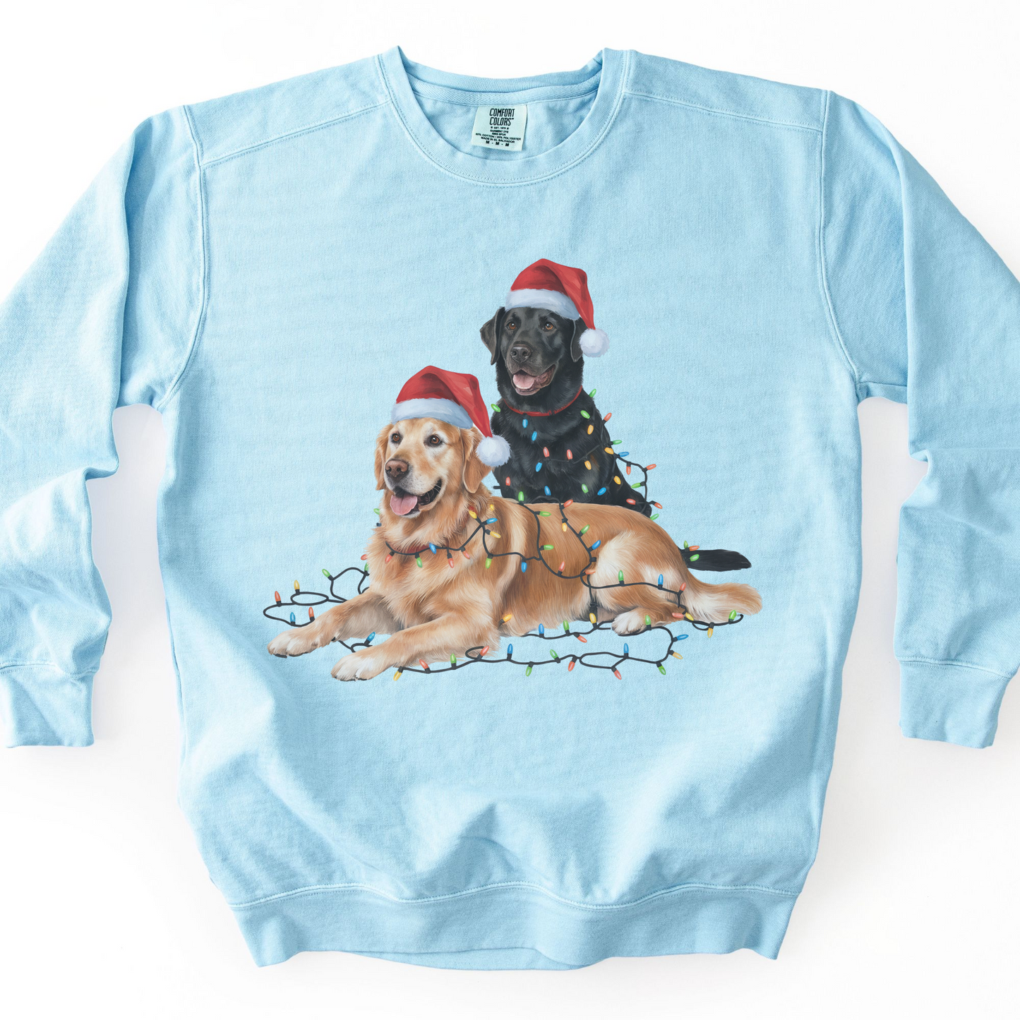 Black Lab and Golden Retriever Christmas Lights Sweatshirt