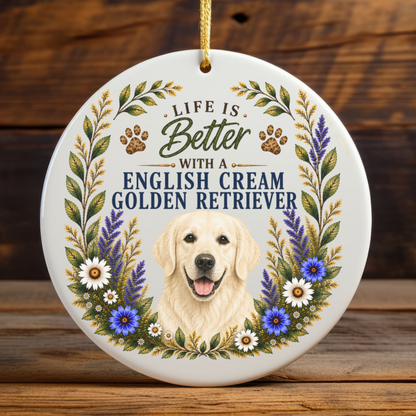 English Cream Golden Retriever Ornament, Dog Lover Gift, Golden Retriever Mom Keepsake
