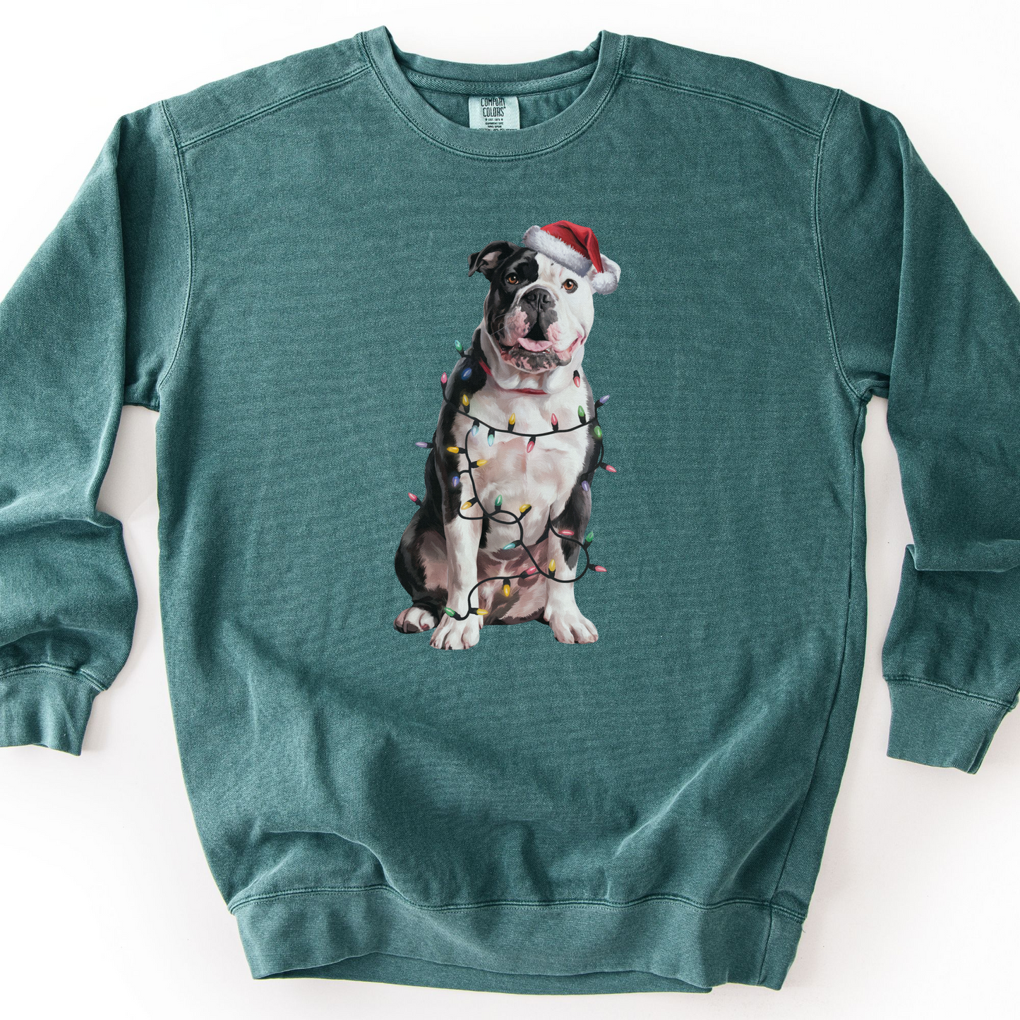 American Bulldog Christmas Lights Sweatshirt, Festive Dog Lover Gift