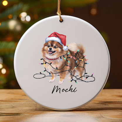 Personalized Pomeranian Ornament, Custom Ceramic Pet Keepsake