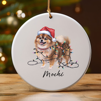 Load image into Gallery viewer, Personalized Pomeranian Ornament, Custom Ceramic Pet Keepsake
