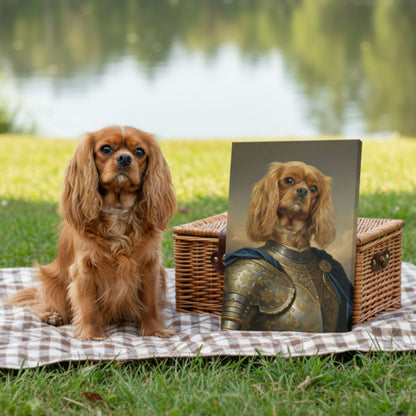 Custom Pet Lady Knight Portrait, Personalized Renaissance Dog or Cat Armor Canvas