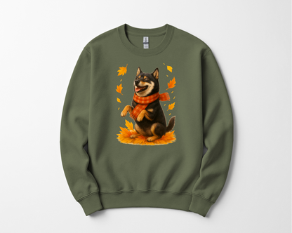 Shiba Inu Autumn Shirt, Cozy Dog Sweatshirt, Fall Shiba Lover Gift, Cute Pet Apparel, Autumn Leaves T-shirt, Dog Lover Clothing