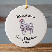 Load image into Gallery viewer, Christmas Samoyed Ornament, Christmas Lights Dog Keepsake
