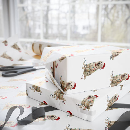 English Cream Golden Retriever Christmas Lights Wrapping Paper