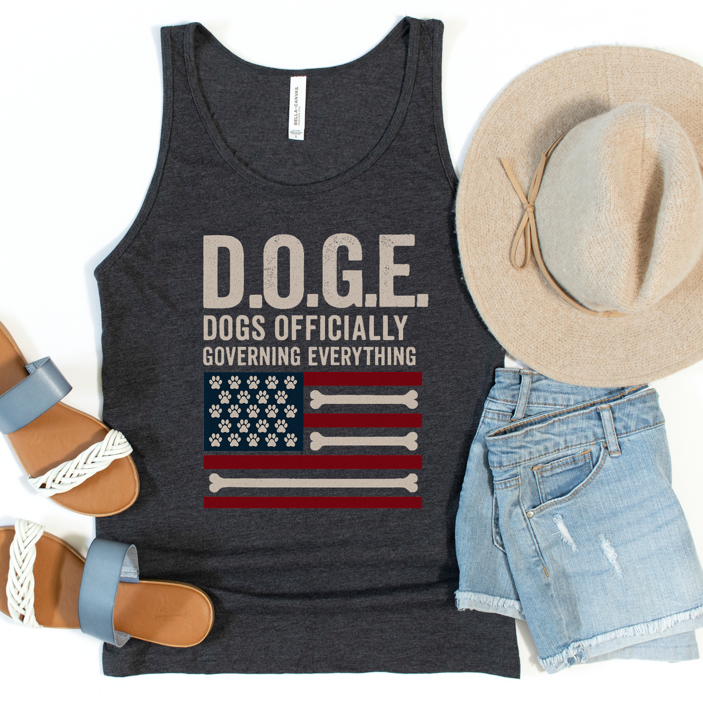 DOGE Funny Patriotic Dog Shirt Dogs Officially Governing Everything Tee for Pet Lovers and 4th of July Fans