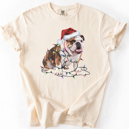 Christmas Bulldog Shirt, Christmas Lights Dog Tee, Christmas Dog Tee, Bulldog Mom Tshirt, Gift for Dog Lover, Bulldog