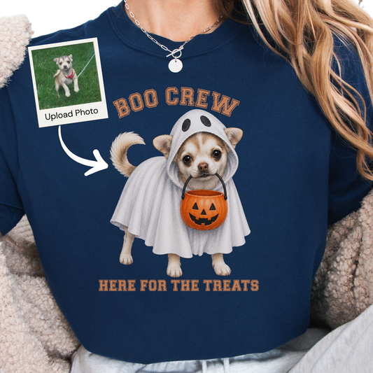 Custom Halloween Dog Shirt, Personalized Boo Crew Comfort Colors Pet Portrait Tee