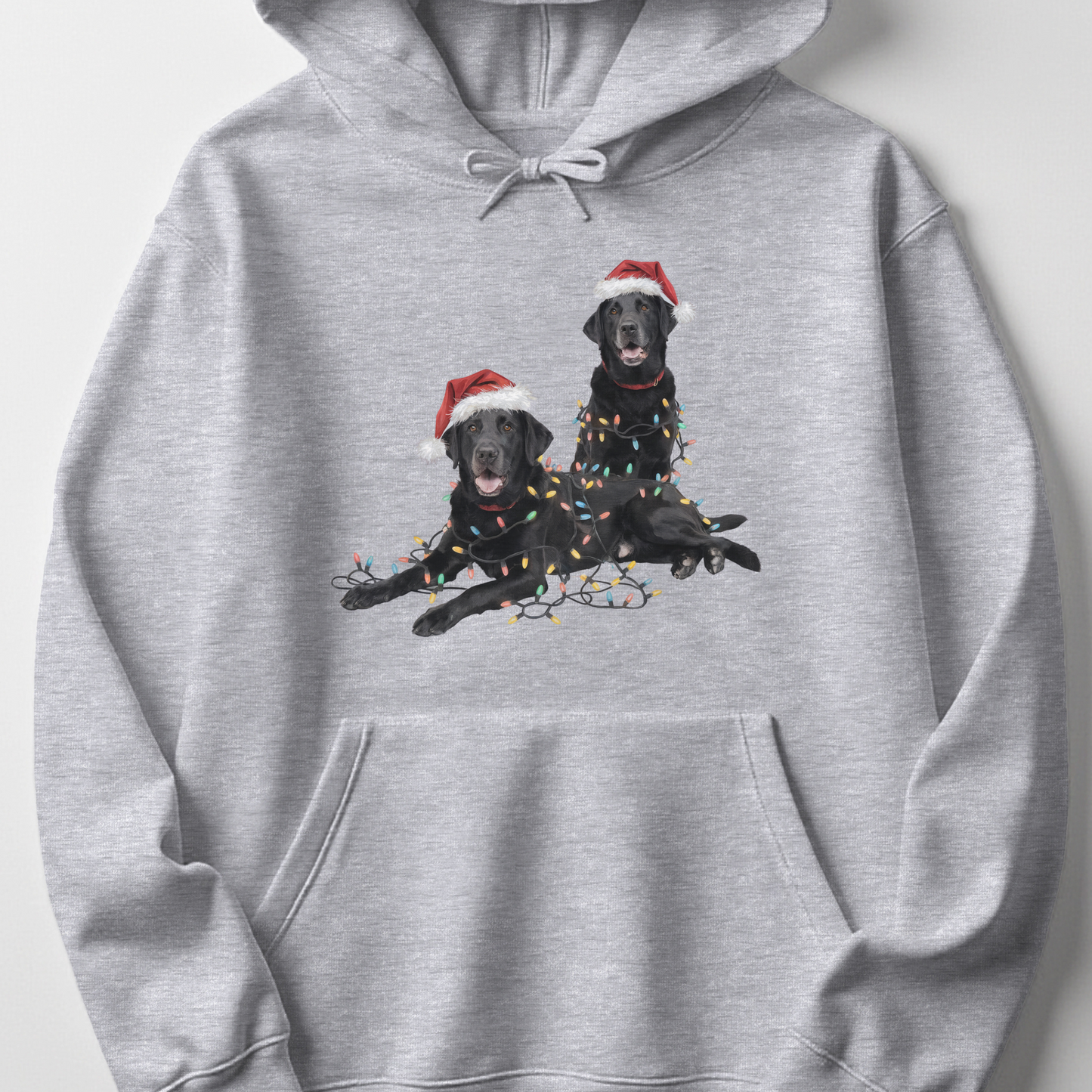 Black Lab Christmas Hoodie with Lights, Holiday Dog Lover Sweatshirt