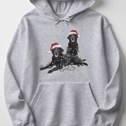 Black Lab Christmas Hoodie with Lights, Holiday Dog Lover Sweatshirt