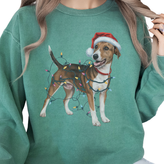 Smooth Fox Terrier Christmas Lights Sweatshirt, Festive Dog Lover Apparel