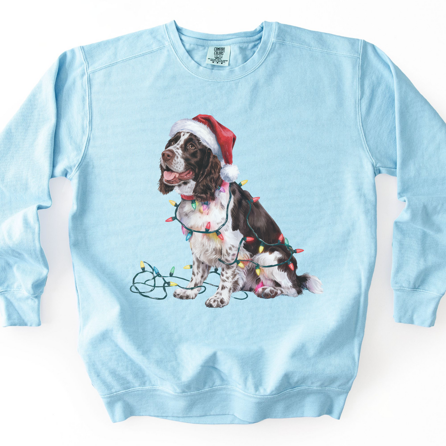 Christmas Springer Spaniel Sweatshirt, Festive Dog Lights Sweater, Dog Lover Gift
