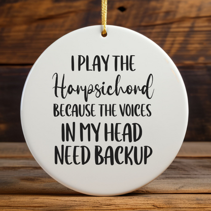 Harpsichord Ornament, Ceramic Musician Gift