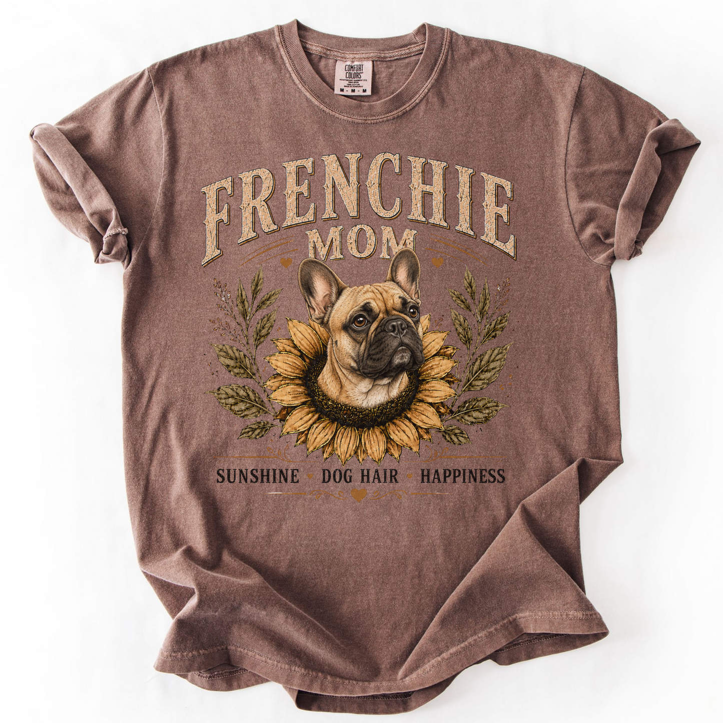 French Bulldog Mom Shirt, Frenchie Sunflower Tee, Vintage French Bulldog Lover Gift