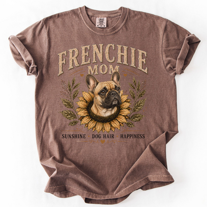 French Bulldog Mom Shirt, Frenchie Sunflower Tee, Vintage French Bulldog Lover Gift