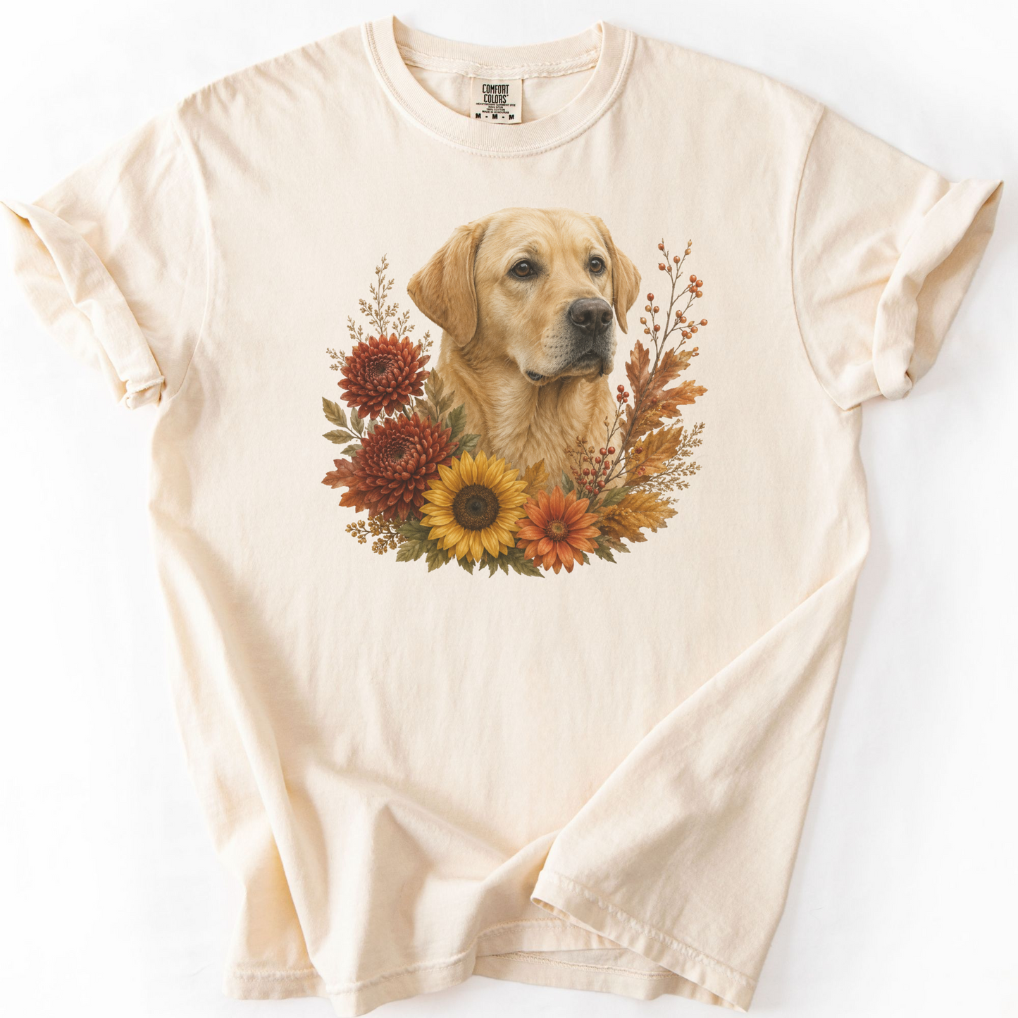 Yellow Labrador Autumn Floral Shirt