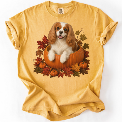 Blenheim Cavalier Pumpkin Shirt Fall Dog Lover Autumn Comfort Colors Graphic Tee Gift Apparel