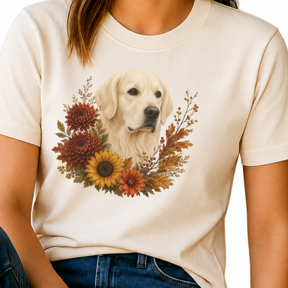 English Cream Golden Retriever Autumn Floral Shirt