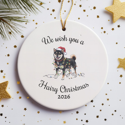 Christmas Black Shiba Inu Ornament, Christmas Lights Dog Keepsake