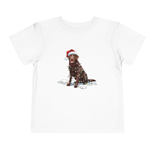 Christmas Chocolate Labrador Toddler Shirt, Christmas Lights Dog Tee, Christmas Dog, Lab Tee for Toddlers, Gift for Dog Lover, Chocolate Lab