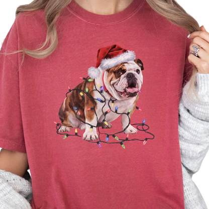 Christmas Bulldog Shirt, Christmas Lights Dog Tee, Christmas Dog Tee, Bulldog Mom Tshirt, Gift for Dog Lover, Bulldog