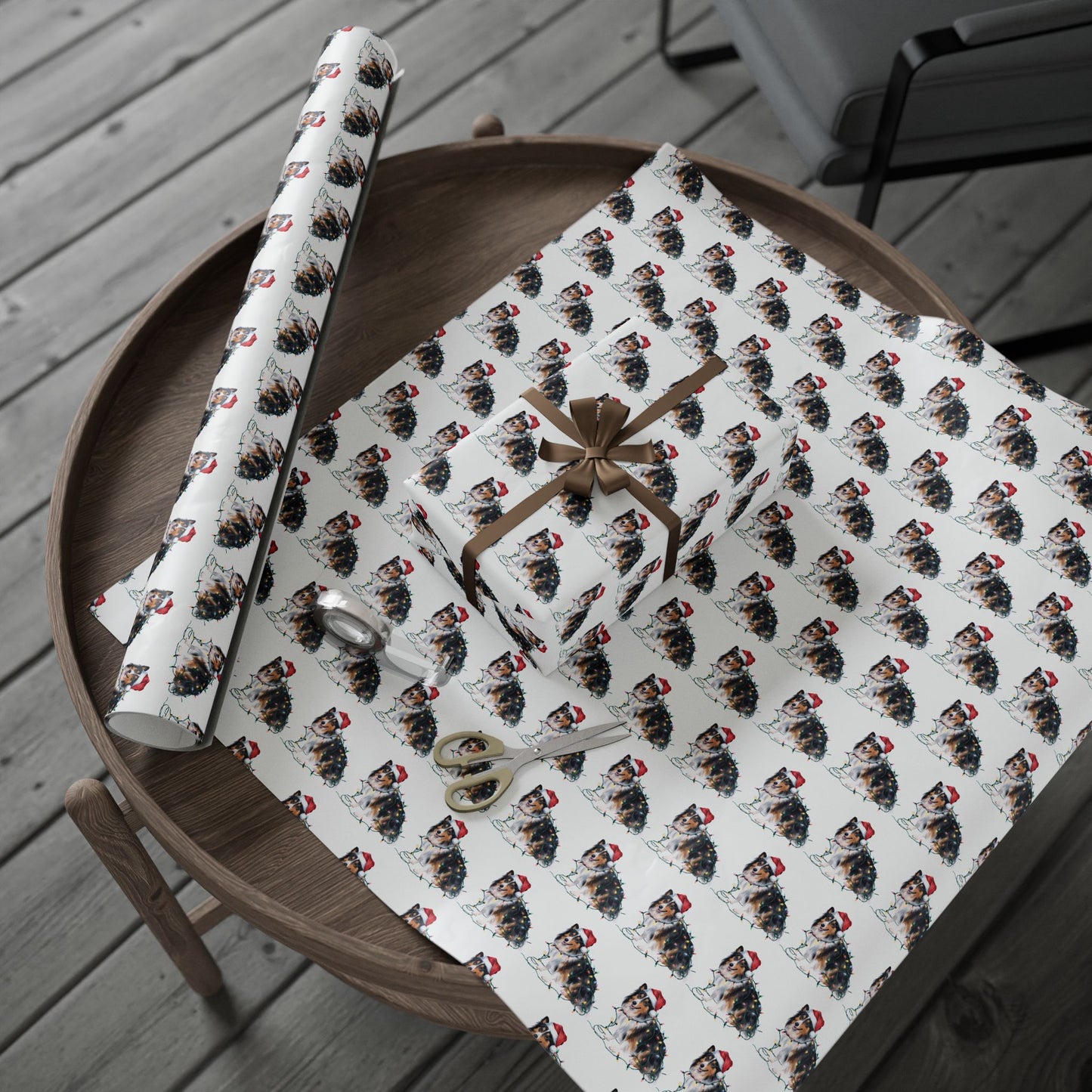 Shetland Sheepdog Christmas Lights Wrapping Paper