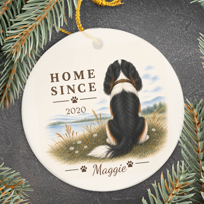 Personalized Tricolor Cavalier Ornament, Double Sided Gotcha Day Gift, Custom Dog Keepsake