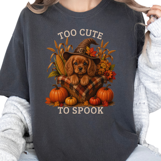 Ruby Cavalier Halloween Shirt, Too Cute To Spook Fall Dog Lover Tee