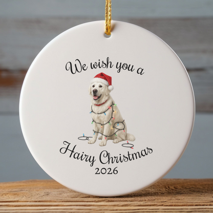 English Cream Golden Retriever We Wish You a Hairy Christmas Ornament