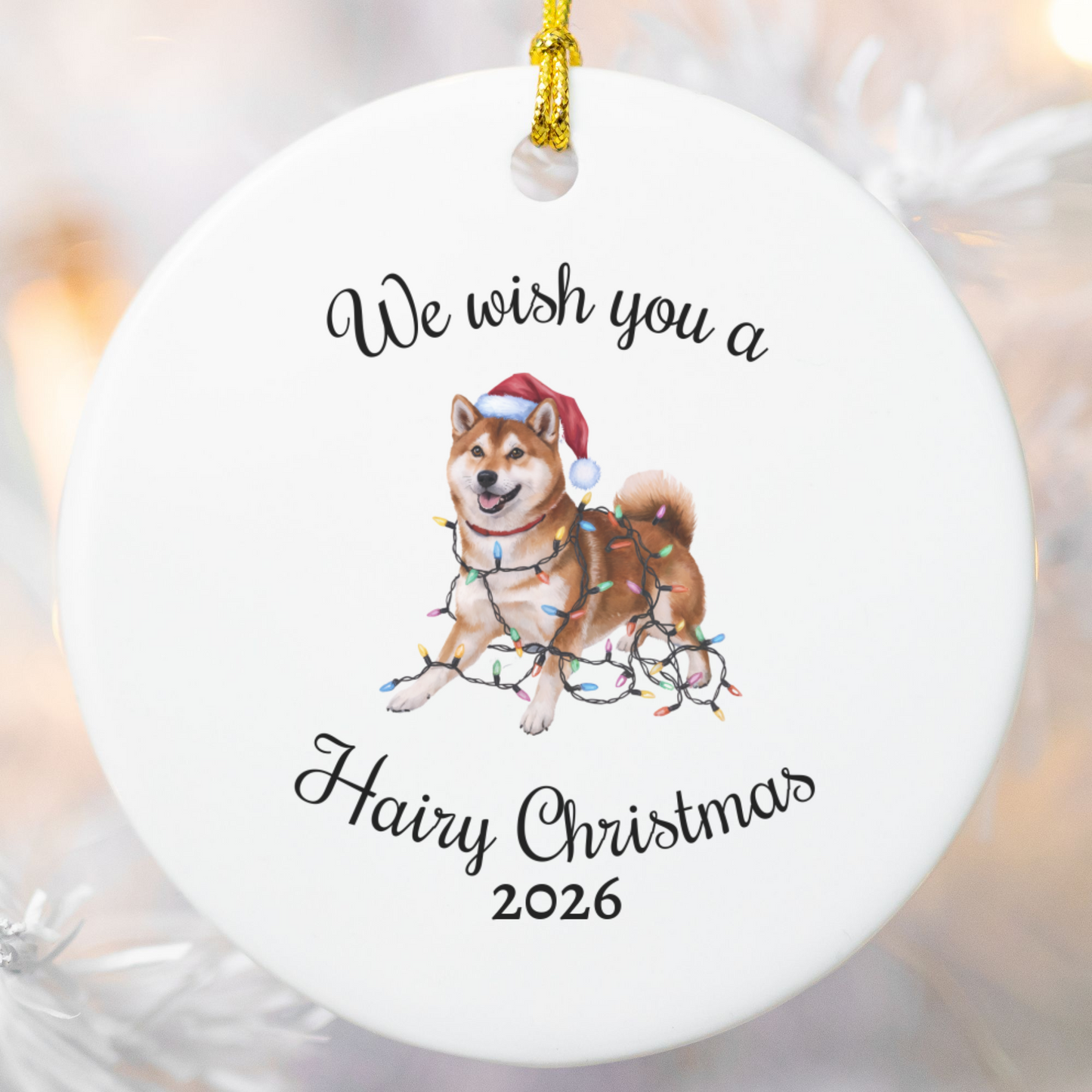 Christmas Red Shiba Inu Ornament, Christmas Lights Dog Keepsake