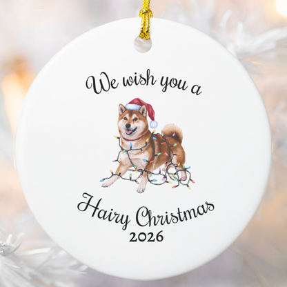 Christmas Red Shiba Inu Ornament, Christmas Lights Dog Keepsake